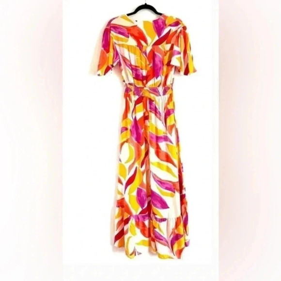 Abel the Label Anthropologie Swish Flutter sleeve Hi & Lo  Maxi Dress Size Small - Picture 9 of 16